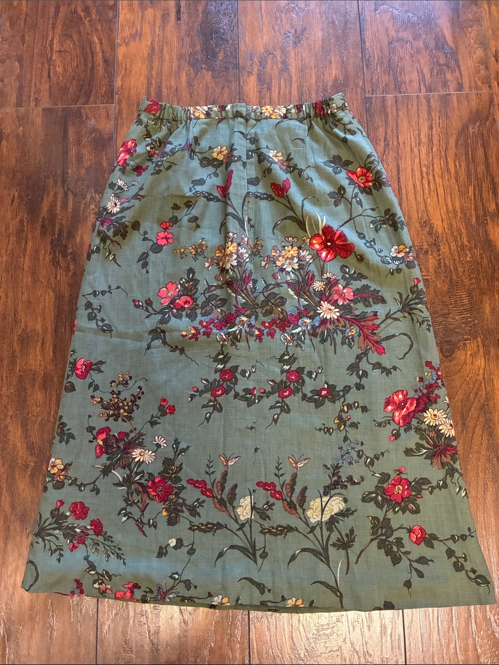 VTG Pendleton Teal Green A-Line Skirt with Red and Pink Floral Print - Picture 5 of 6
